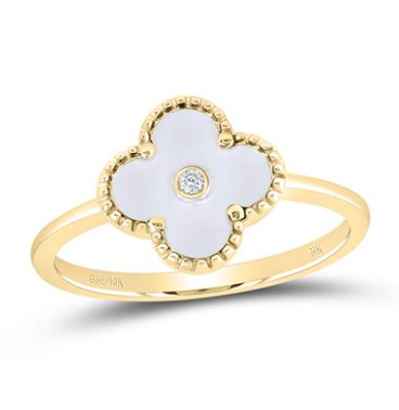 10K Diamond White Clover Ring