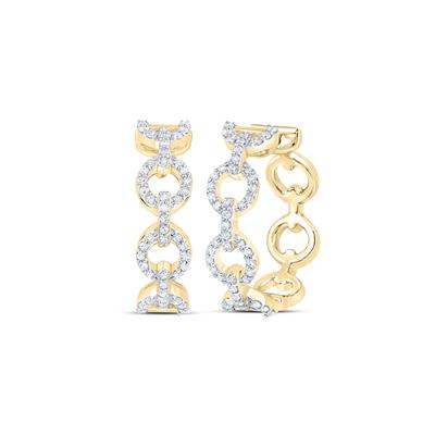 10K Diamond Cable Link Hoops