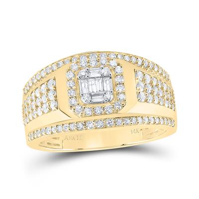 Anillo de diamantes cuadrados en talla baguette de 14 quilates