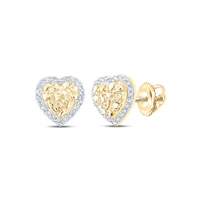 10K Diamond Heart Nugget Earrings