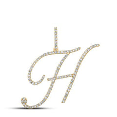 10K Diamond Cursive Initial Pendant