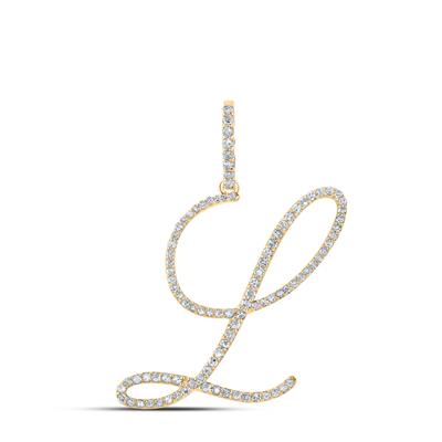 10K Diamond Cursive Initial Pendant