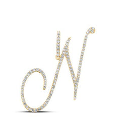 10K Diamond Cursive Initial Pendant