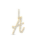 10K Diamond Cursive Initial Pendant