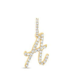 10K Diamond Cursive Initial Pendant