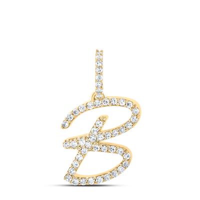 10K Diamond Cursive Initial Pendant