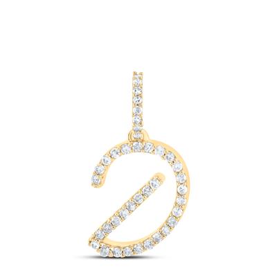 10K Diamond Cursive Initial Pendant