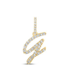 10K Diamond Cursive Initial Pendant