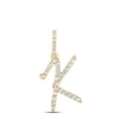 10K Diamond Cursive Initial Pendant