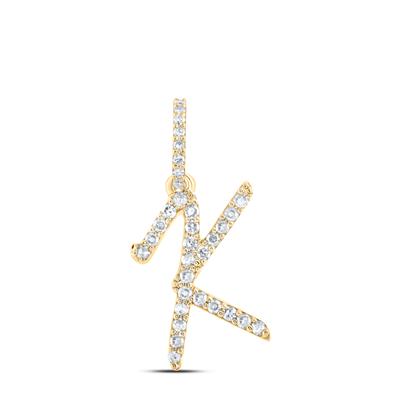 10K Diamond Cursive Initial Pendant