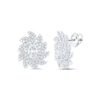 14K white gold fancy shape stud earrings 