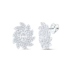14K white gold fancy shape stud earrings 