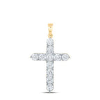 Yellow gold diamond one-row cross pendant, showcasing a sleek, elegant design with a single row of sparkling diamonds 