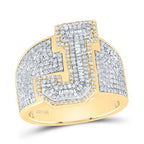 10K Diamond Men's Initial 'J' Ring