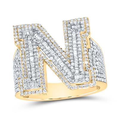 10K Diamond Men's Initial 'N' Ring