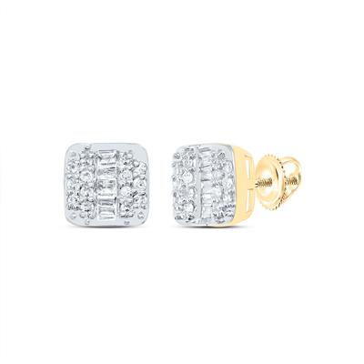 10K Diamond Baguette Cushion Earrings