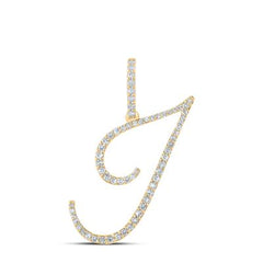 10K Diamond Cursive Initial Pendant