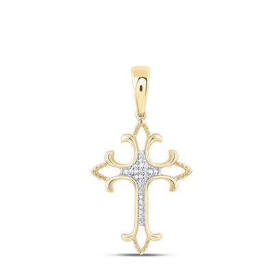 10K Diamond Cross Pendant