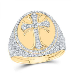 10K Diamond Cross Ring