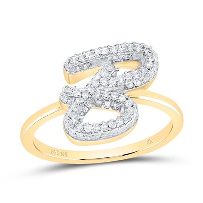 10K Diamond Initial RIng