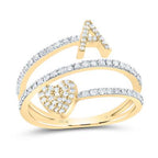 10K Diamond Initial Heart Ring