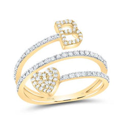 10K Diamond Initial Heart Ring