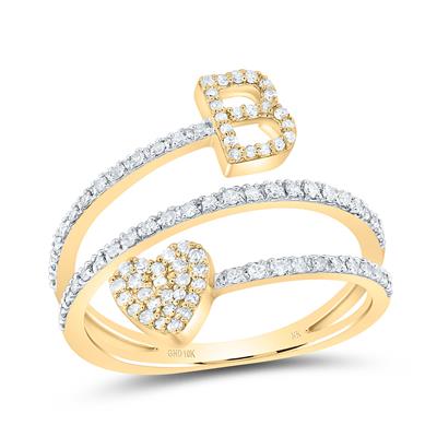 10K Diamond Initial Heart Ring