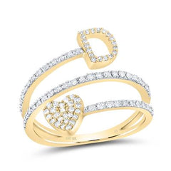 10K Diamond Initial Heart Ring
