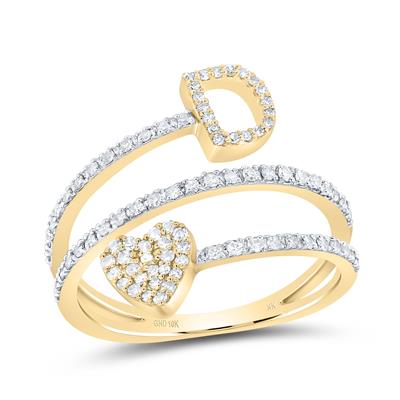 10K Diamond Initial Heart Ring