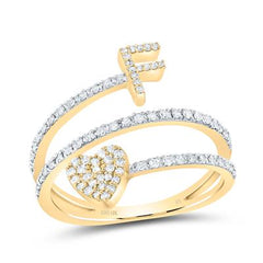 10K Diamond Initial Heart Ring