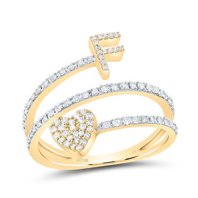10K Diamond Initial Heart Ring