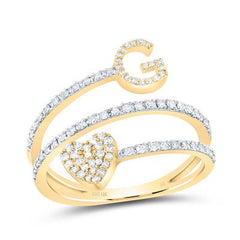 10K Diamond Initial Heart Ring