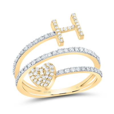 10K Diamond Initial Heart Ring