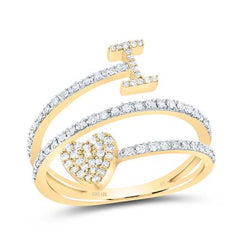 10K Diamond Initial Heart Ring