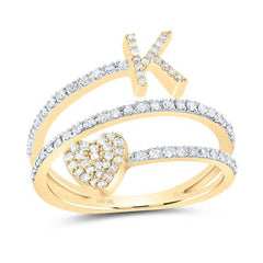 10K Diamond Initial Heart Ring