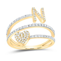 10K Diamond Initial Heart Ring