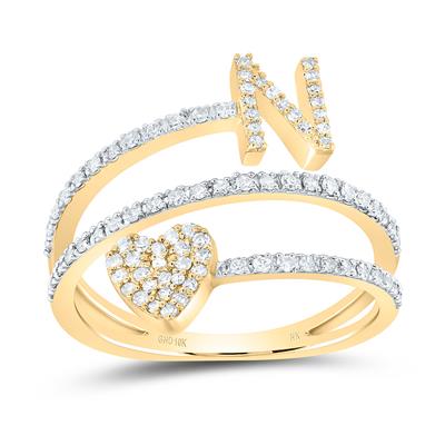 10K Diamond Initial Heart Ring
