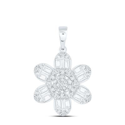 14K Diamond Flower Pendant