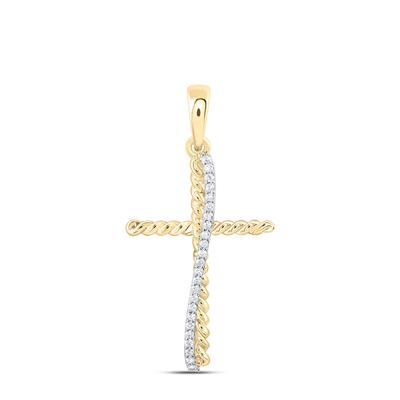 10K Diamond Twist Cross Pendant